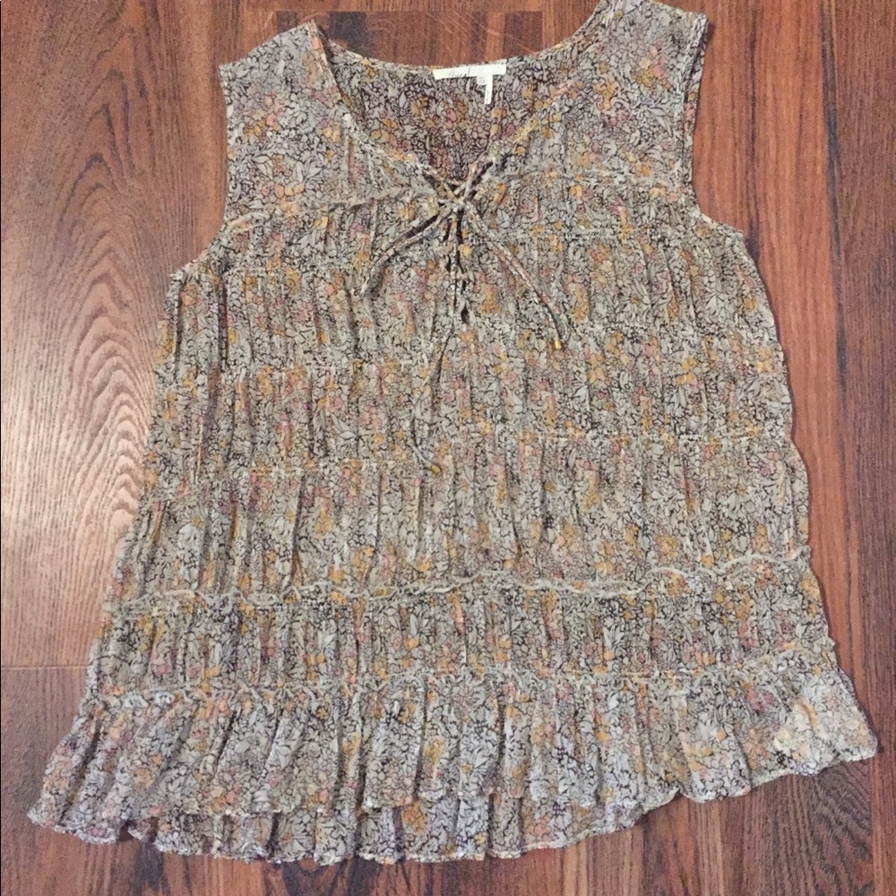Anthropologie Floral Sleeveless Top